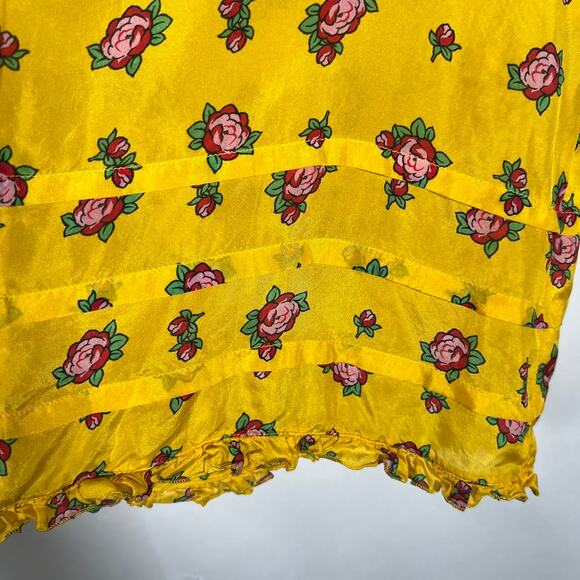 Gucci Girl's Silk Floral Mini Dress 8 Yellow Ruffle Long Sleeve Made in Italy - Picture 5 of 9
